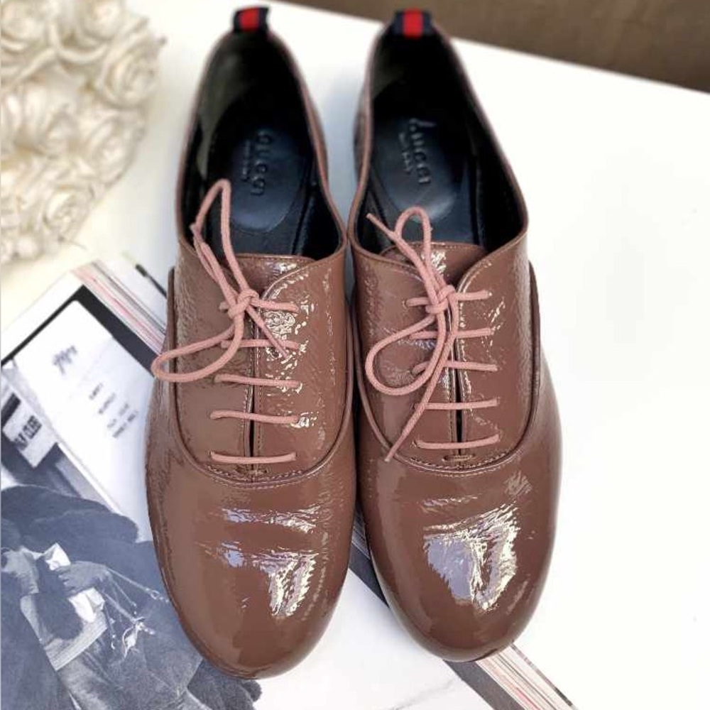 GUCCI OXFORDS LEATHER OLD MAUVE, size 37